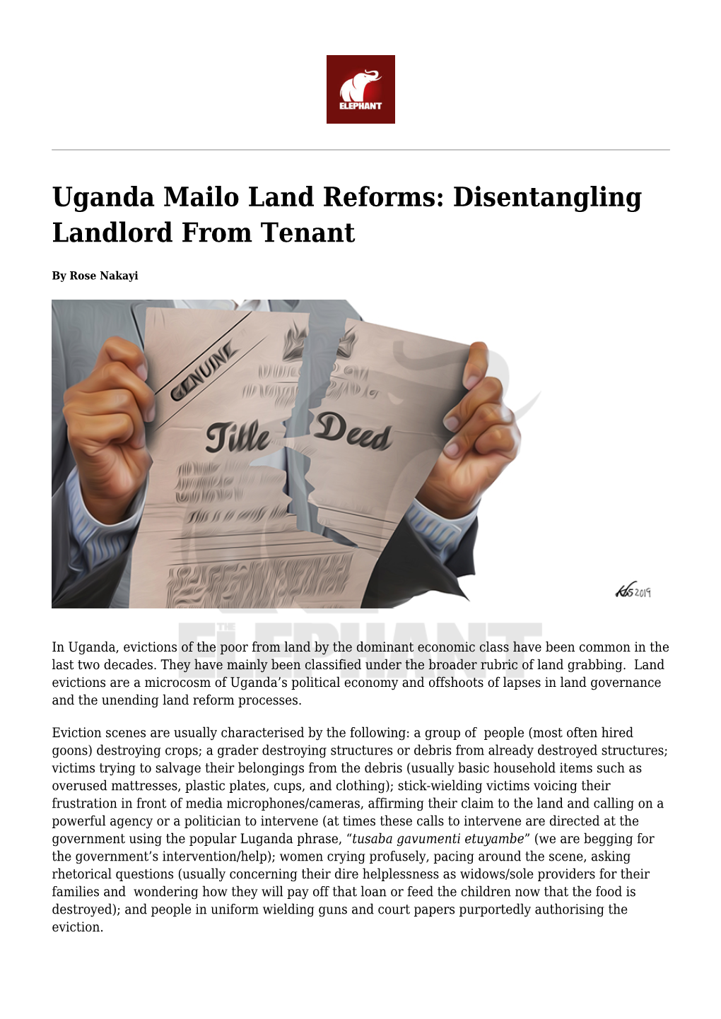 Uganda Mailo Land Reforms: Disentangling Landlord from Tenant