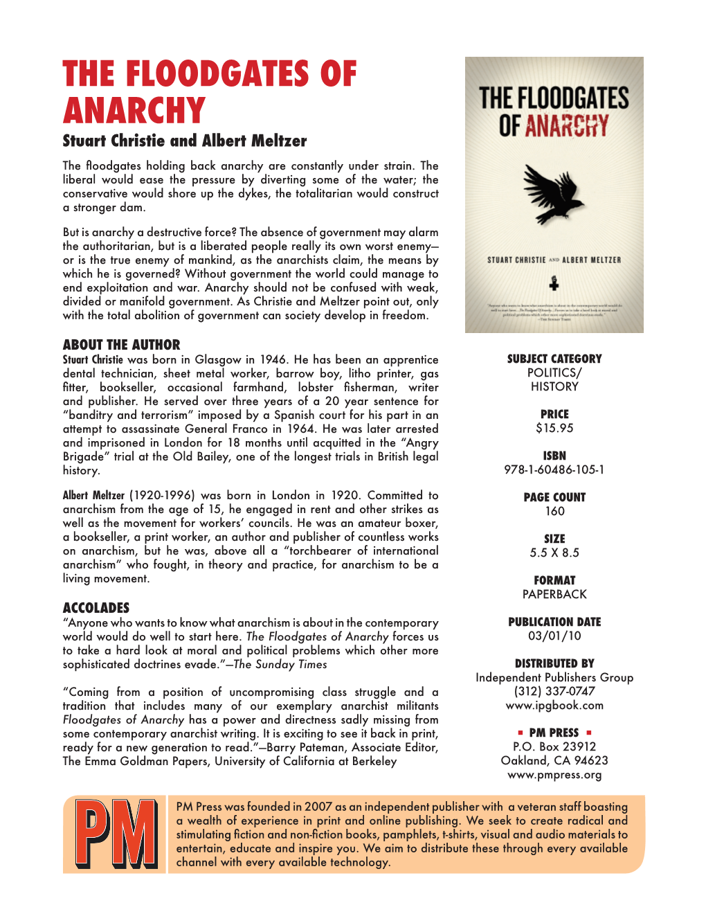 THE FLOODGATES of ANARCHY Stuart Christie and Albert Meltzer the ﬂoodgates Holding Back Anarchy Are Constantly Under Strain