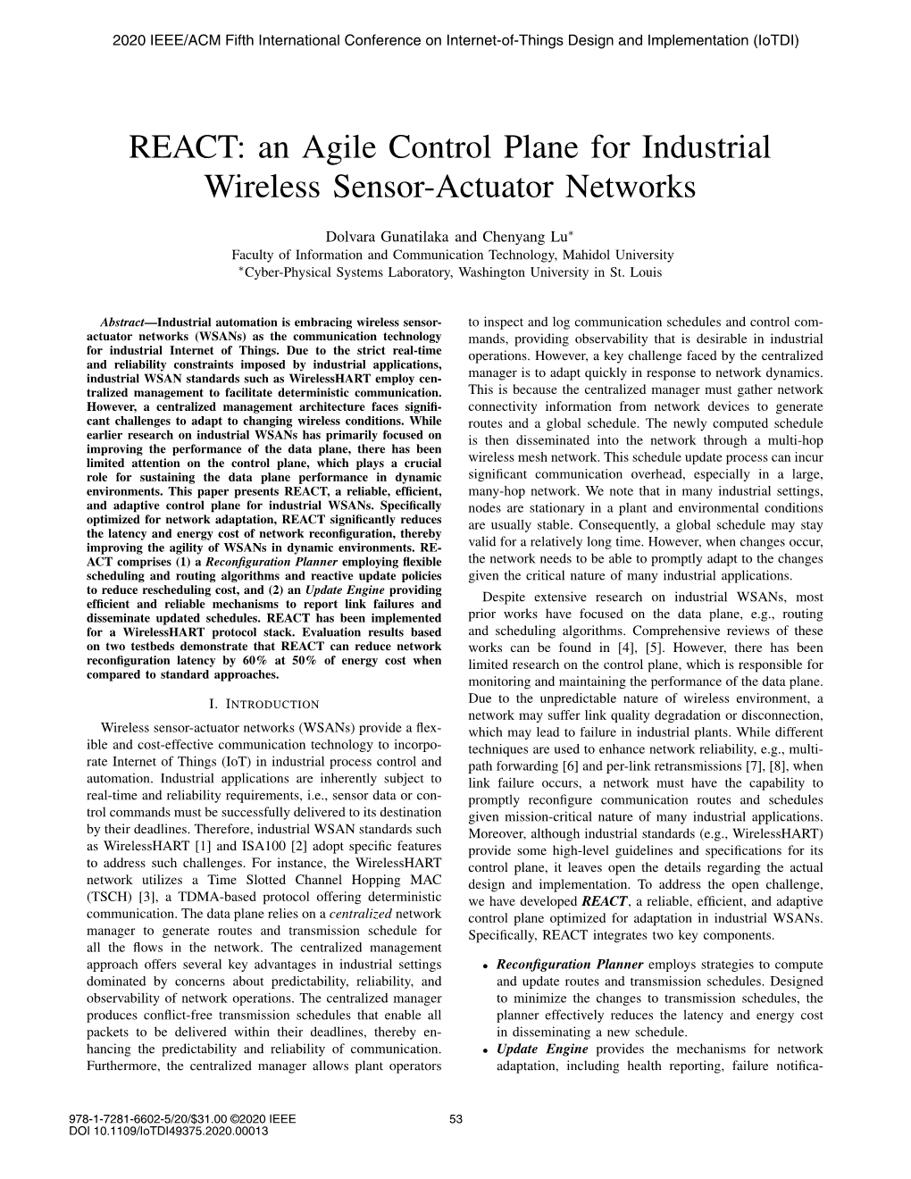 An Agile Control Plane for Industrial Wireless Sensor-Actuator Networks