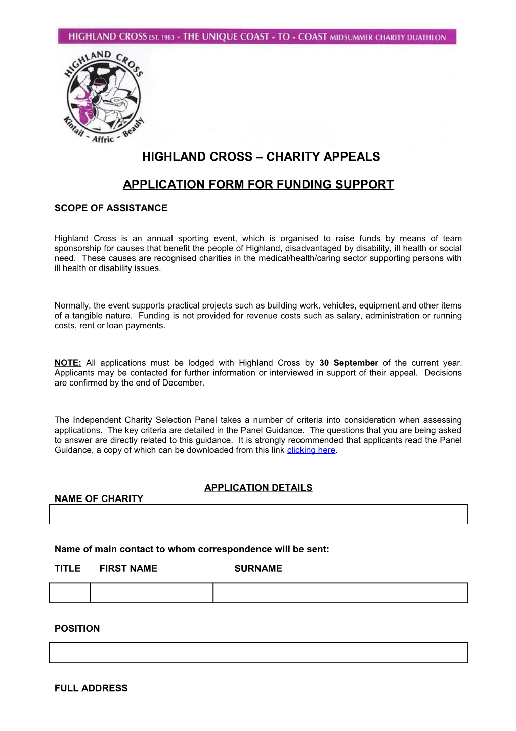 Highland Cross Charity Appeals