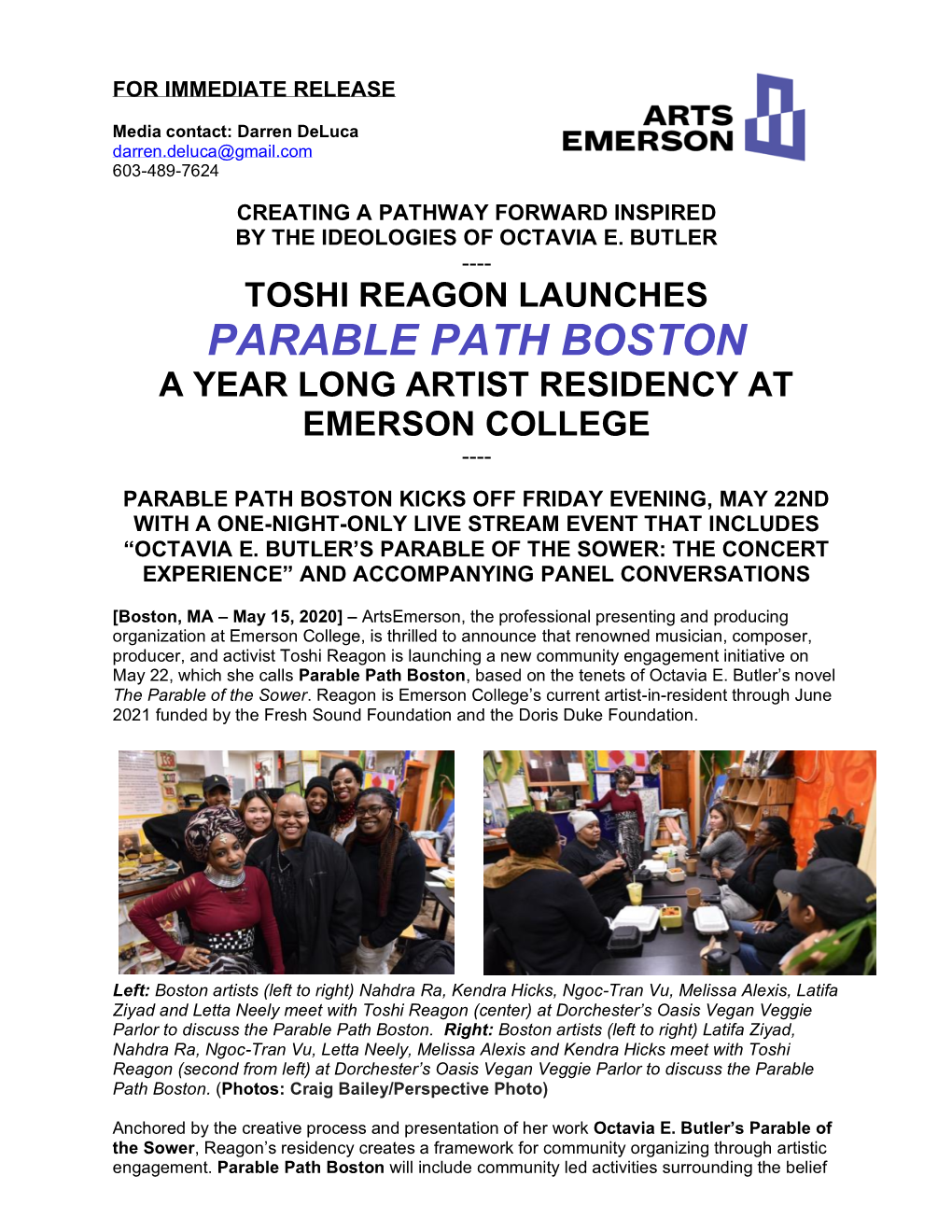 Parable Path Boston a Year Long Artist Residency at Emerson College