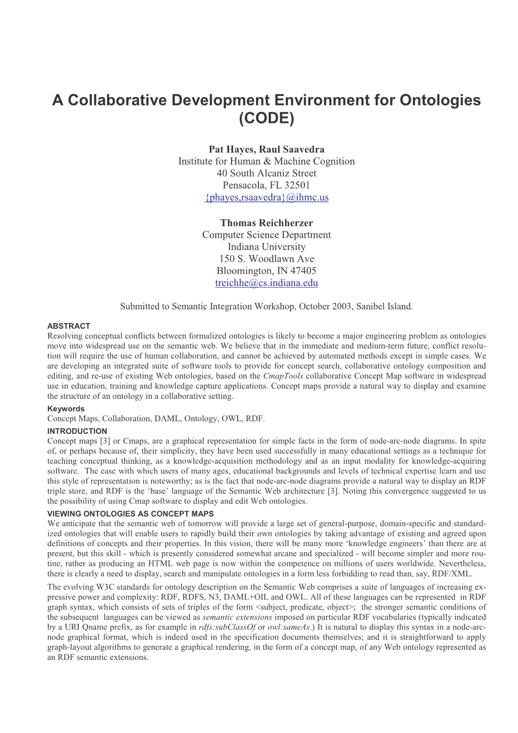 A Collaborative Development Environment for Ontologies (CODE)