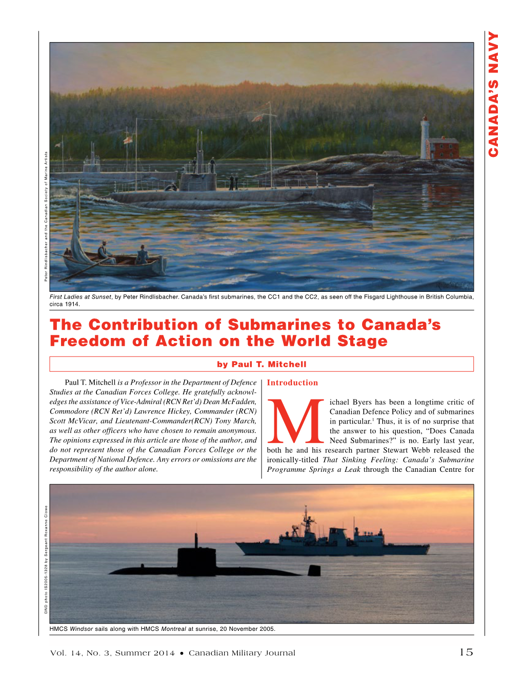 The Contribution of Submarines to Canada's Freedom of Action on The