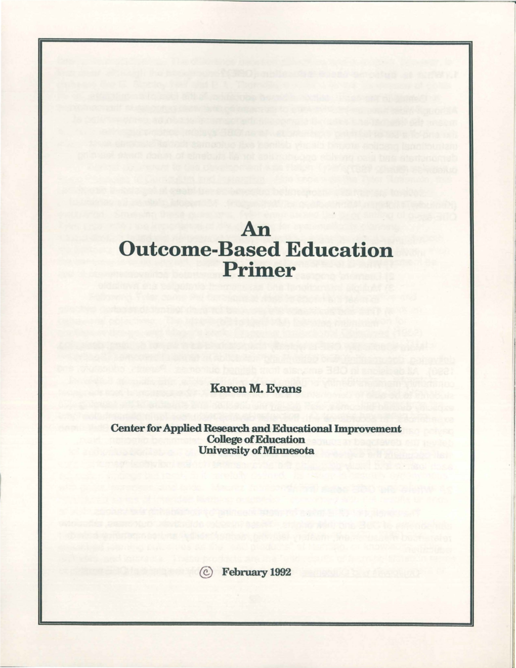 Outcome-Based Education Primer