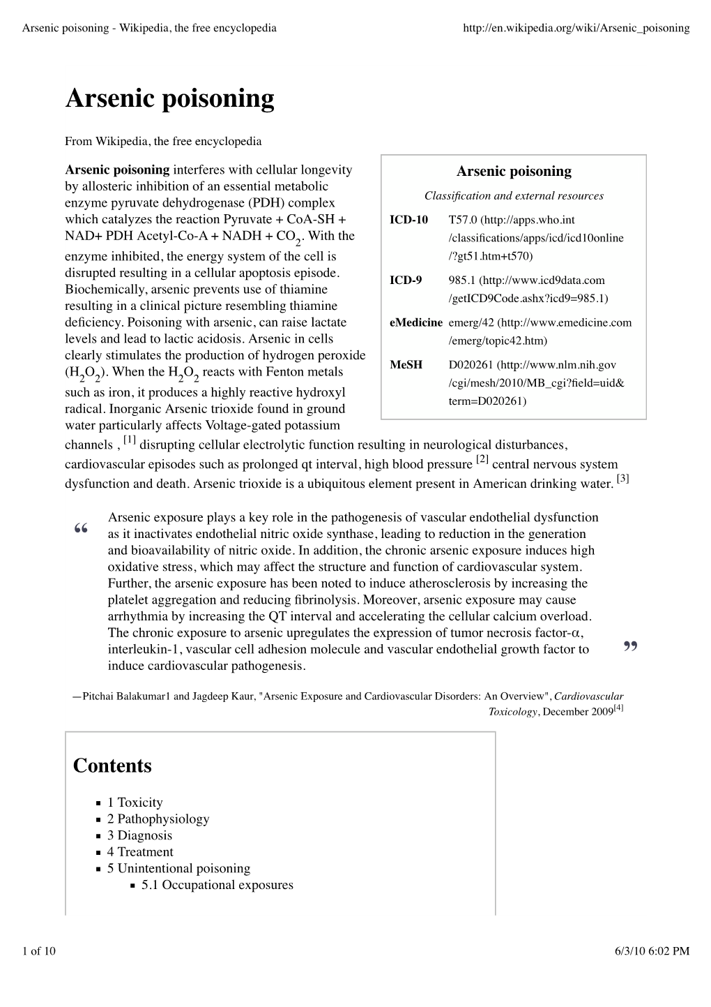 Arsenic Poisoning - Wikipedia, the Free Encyclopedia