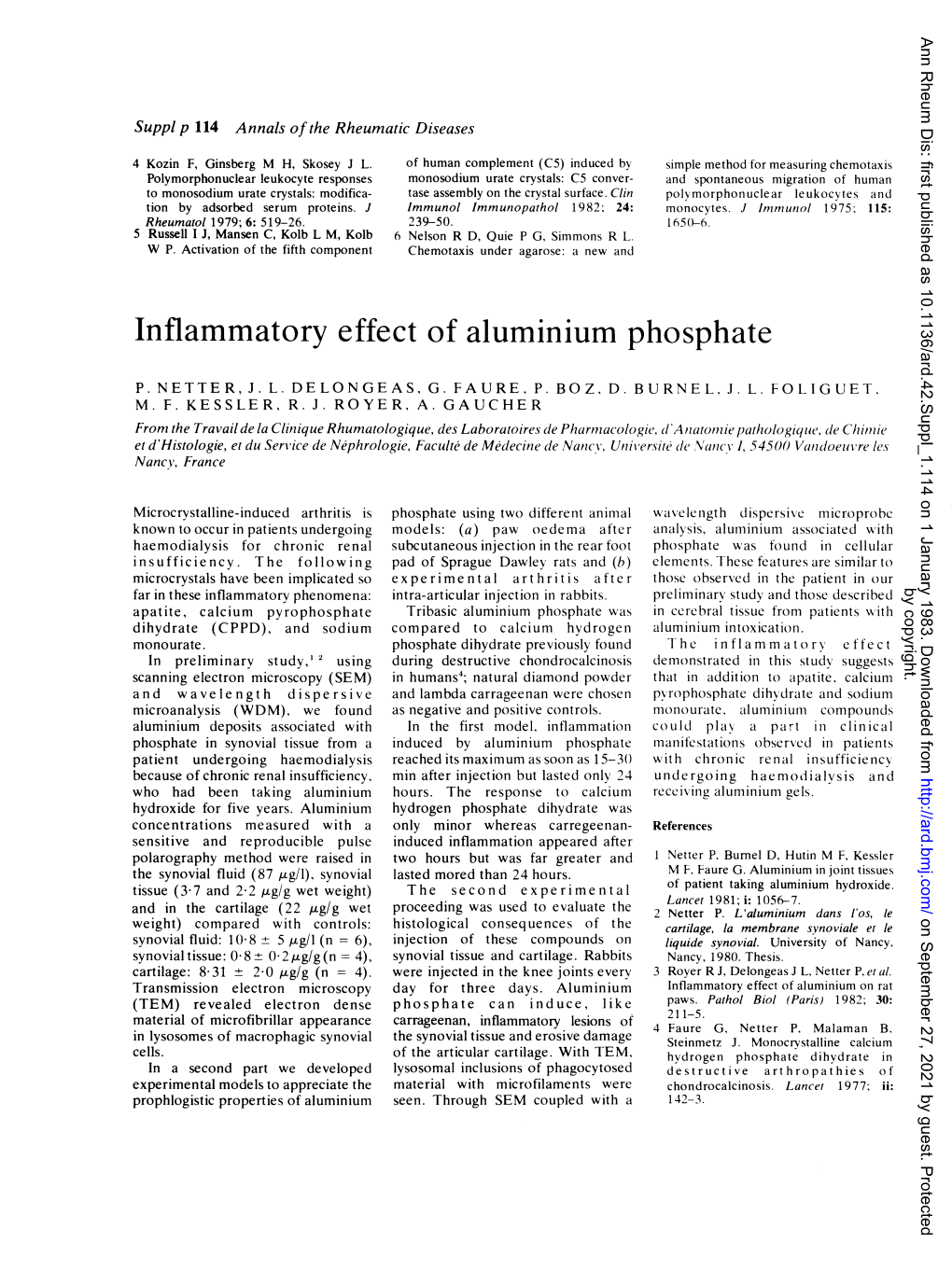 Inflammatory Effect of Aluminium Phosphate