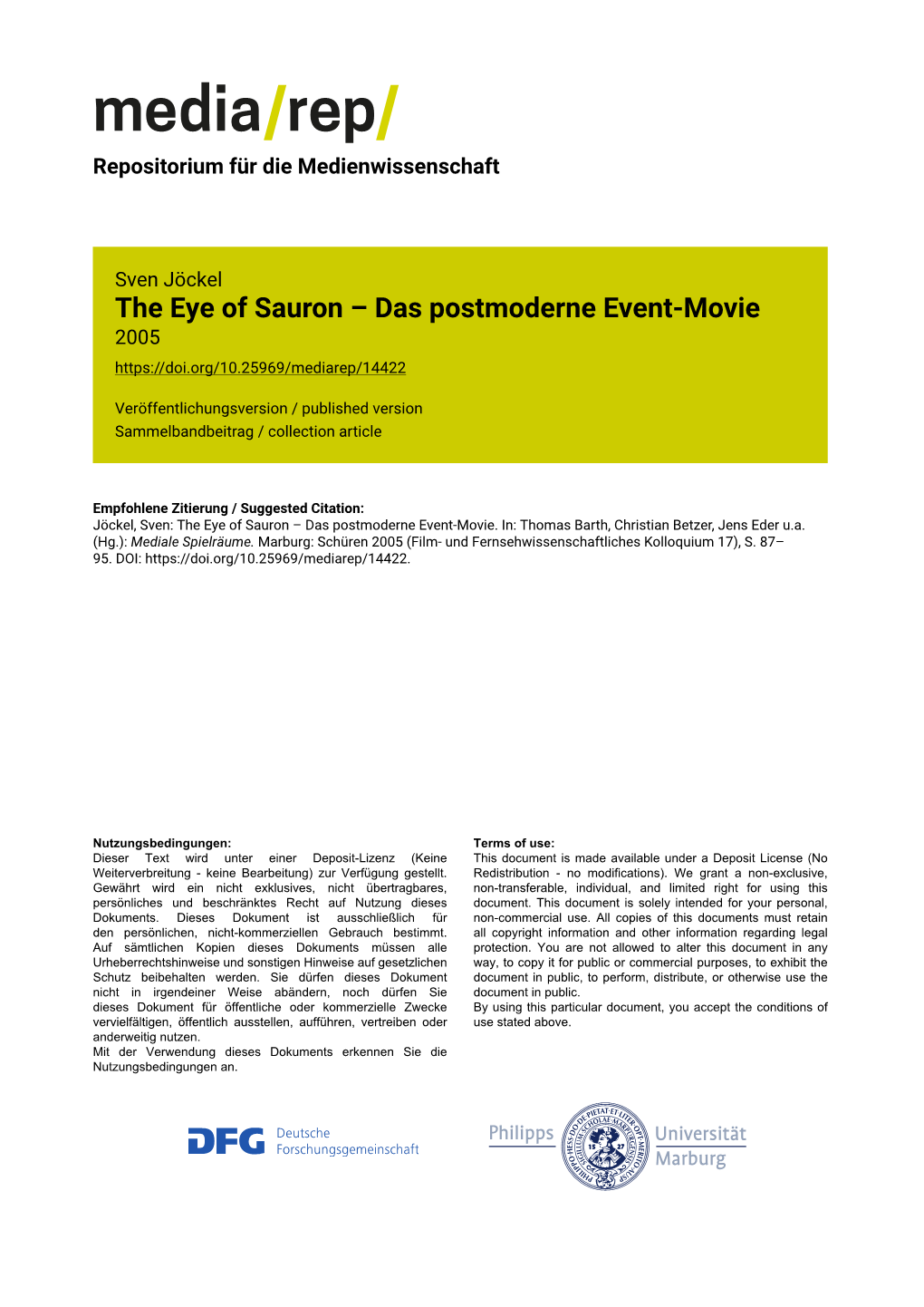 The Eye of Sauron – Das Postmoderne Event-Movie 2005