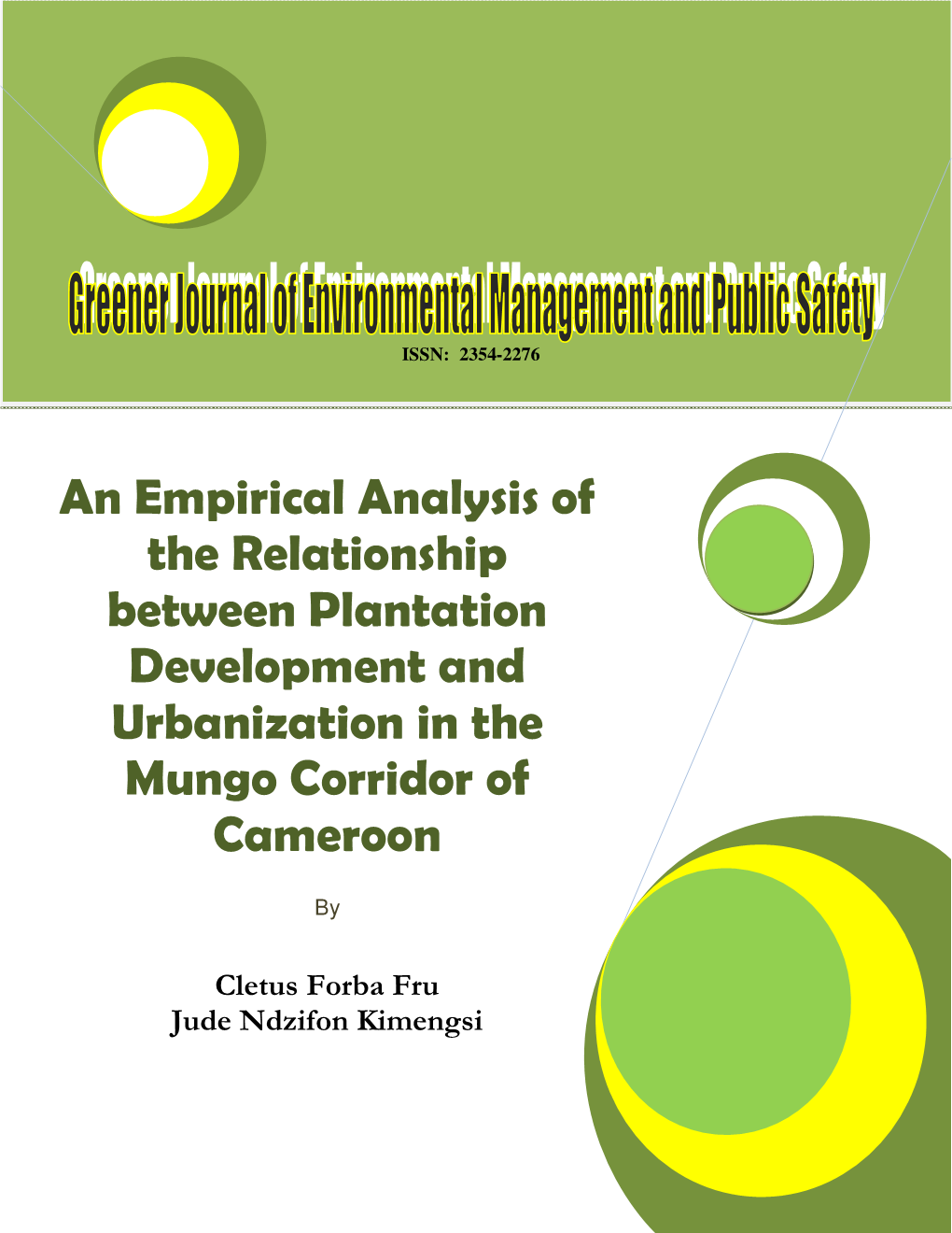 An Empirical Analysis of the Relationship Between Plantation Development and Urbanization in the Mungo Corridor of Cameroon