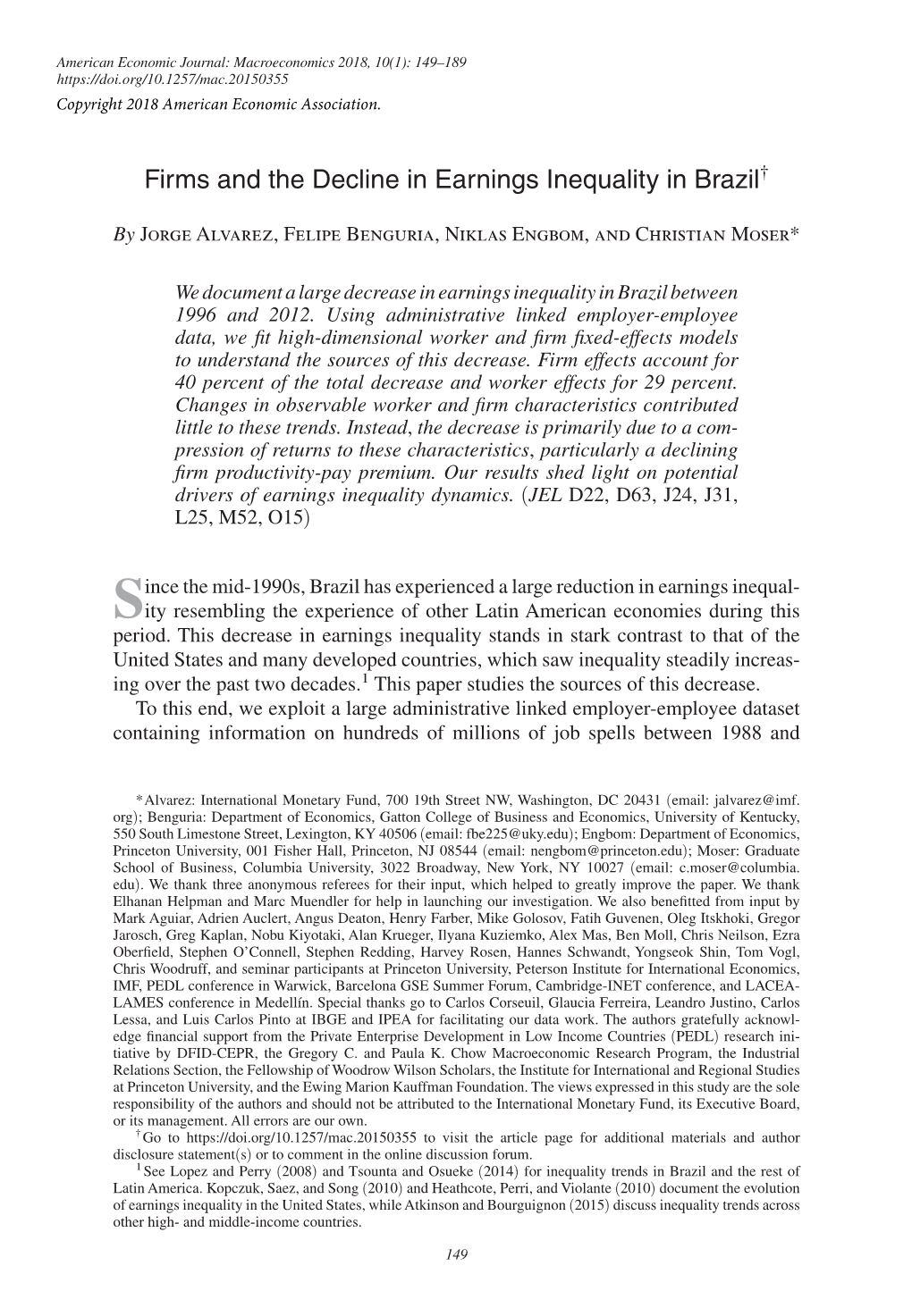 Firms and the Decline in Earnings Inequality in Brazil†