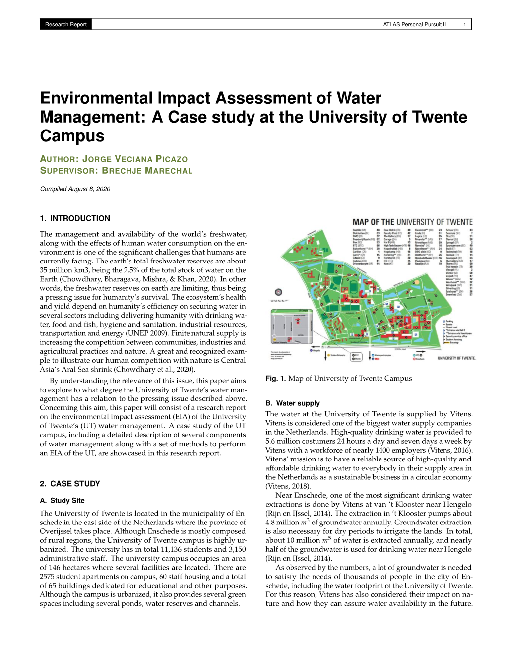 Environmental Impact Assessment of Water Management: a Case Study at the University of Twente Campus