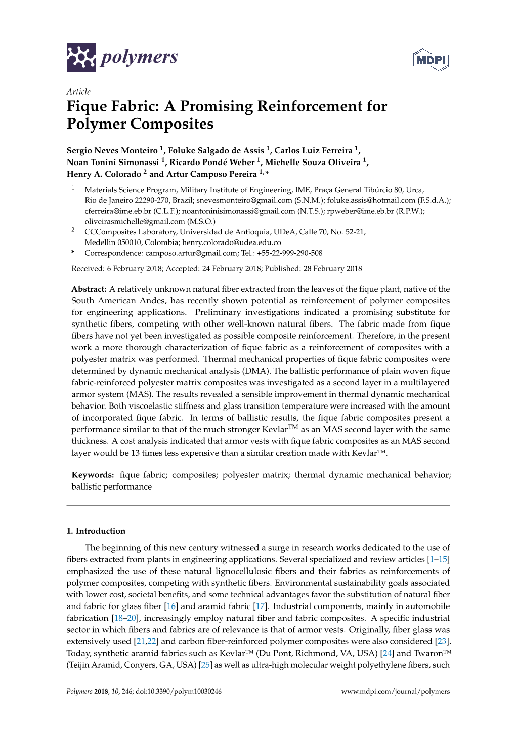 Fique Fabric: a Promising Reinforcement for Polymer Composites