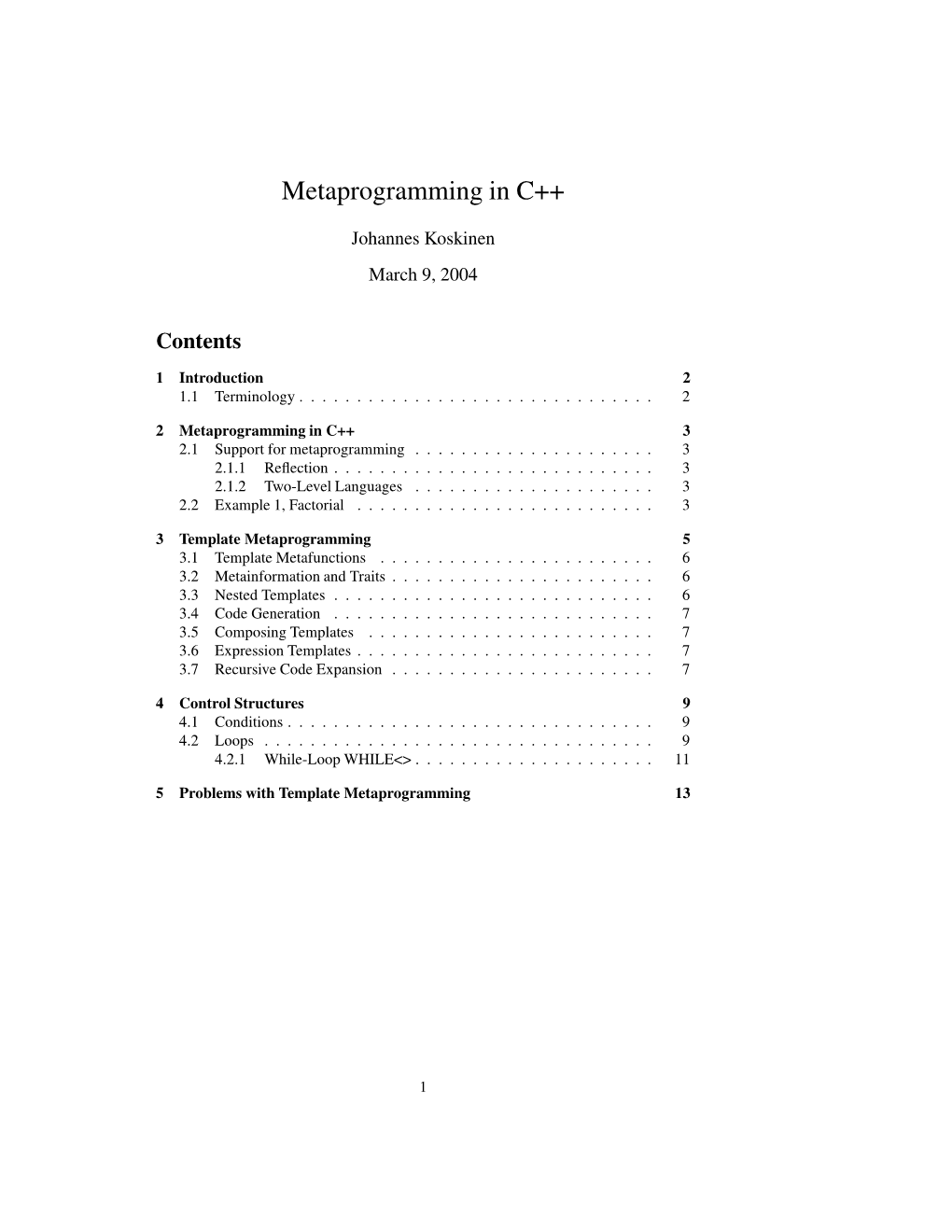 Metaprogramming in C++