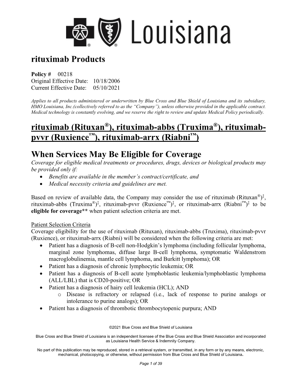 00218 Rituximab Products