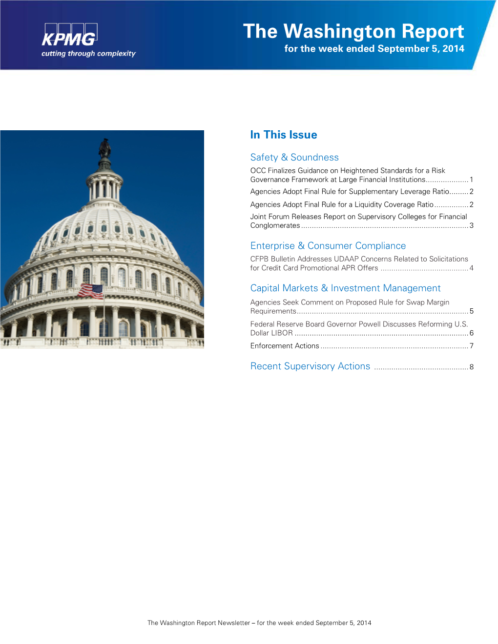 The Washington Report for the Week Ended September 5, 2014