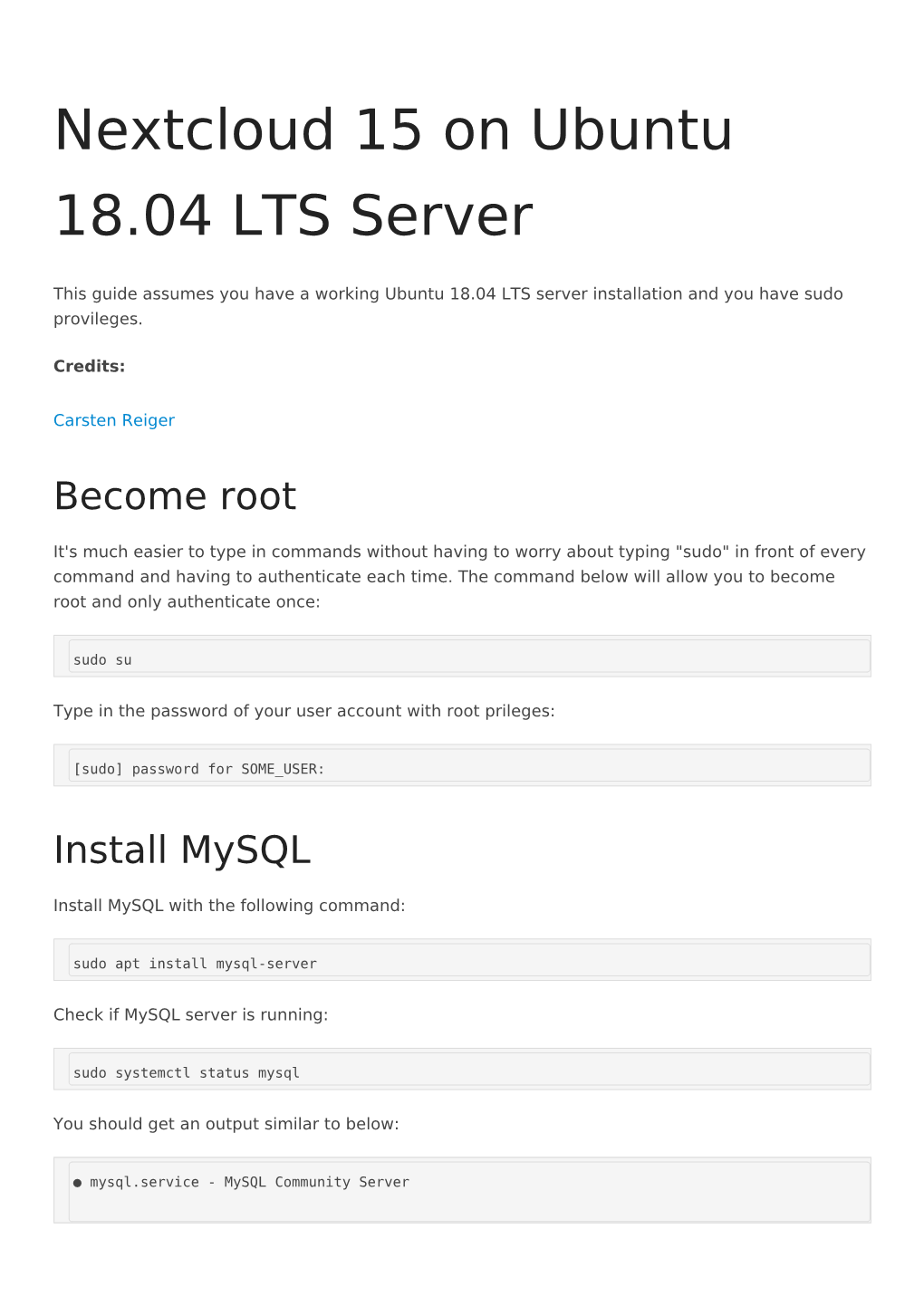 Nextcloud 15 on Ubuntu 18.04 LTS Server