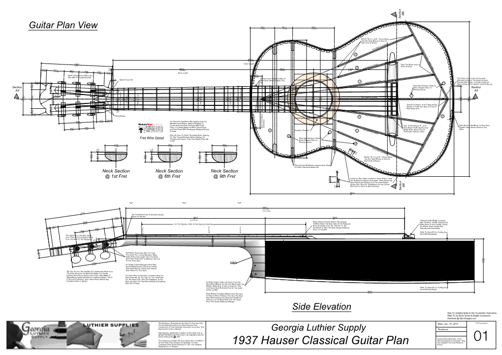 Georgia Luthier Supply Guitar Plan View Side Elevation