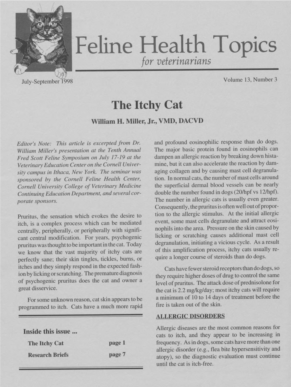 Feline Health Topics for Veterinarians