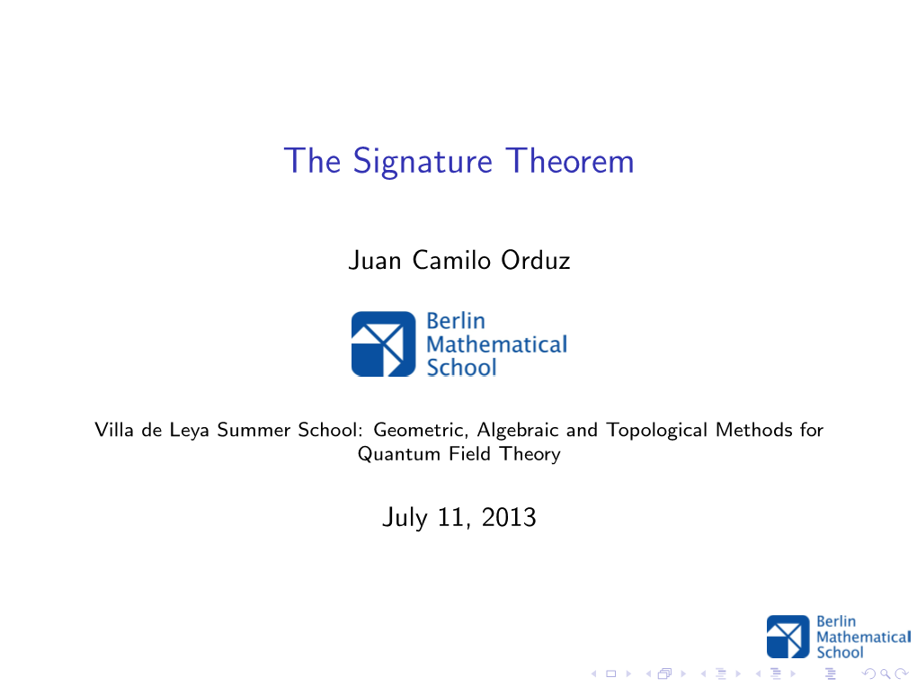 The Signature Theorem