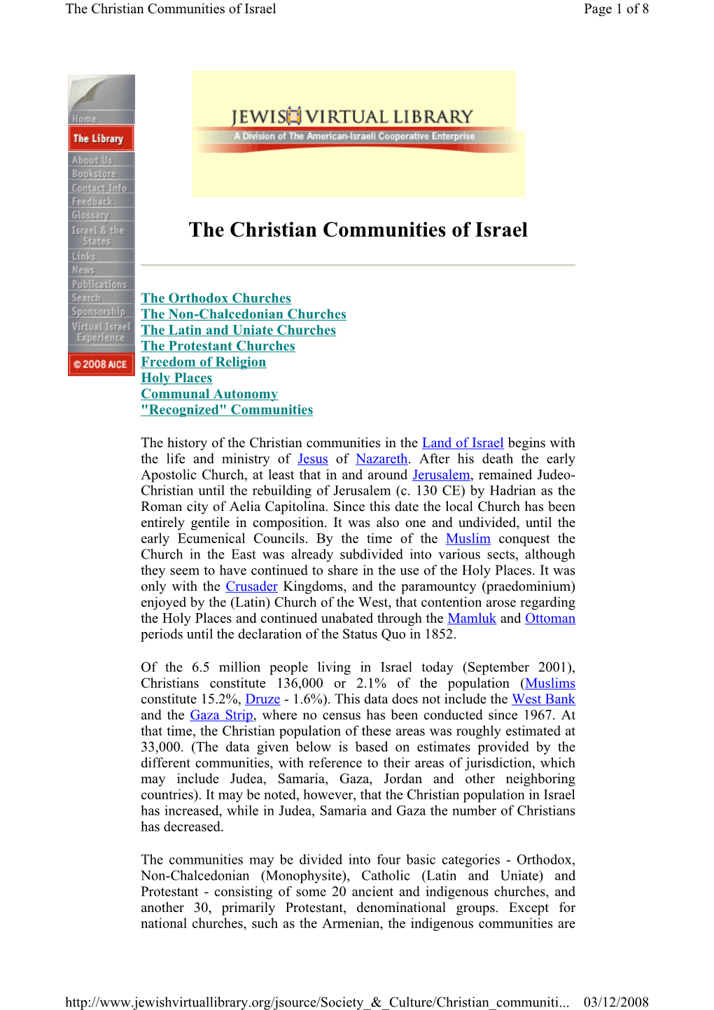 The Christian Communities of Israel Page 1 of 8