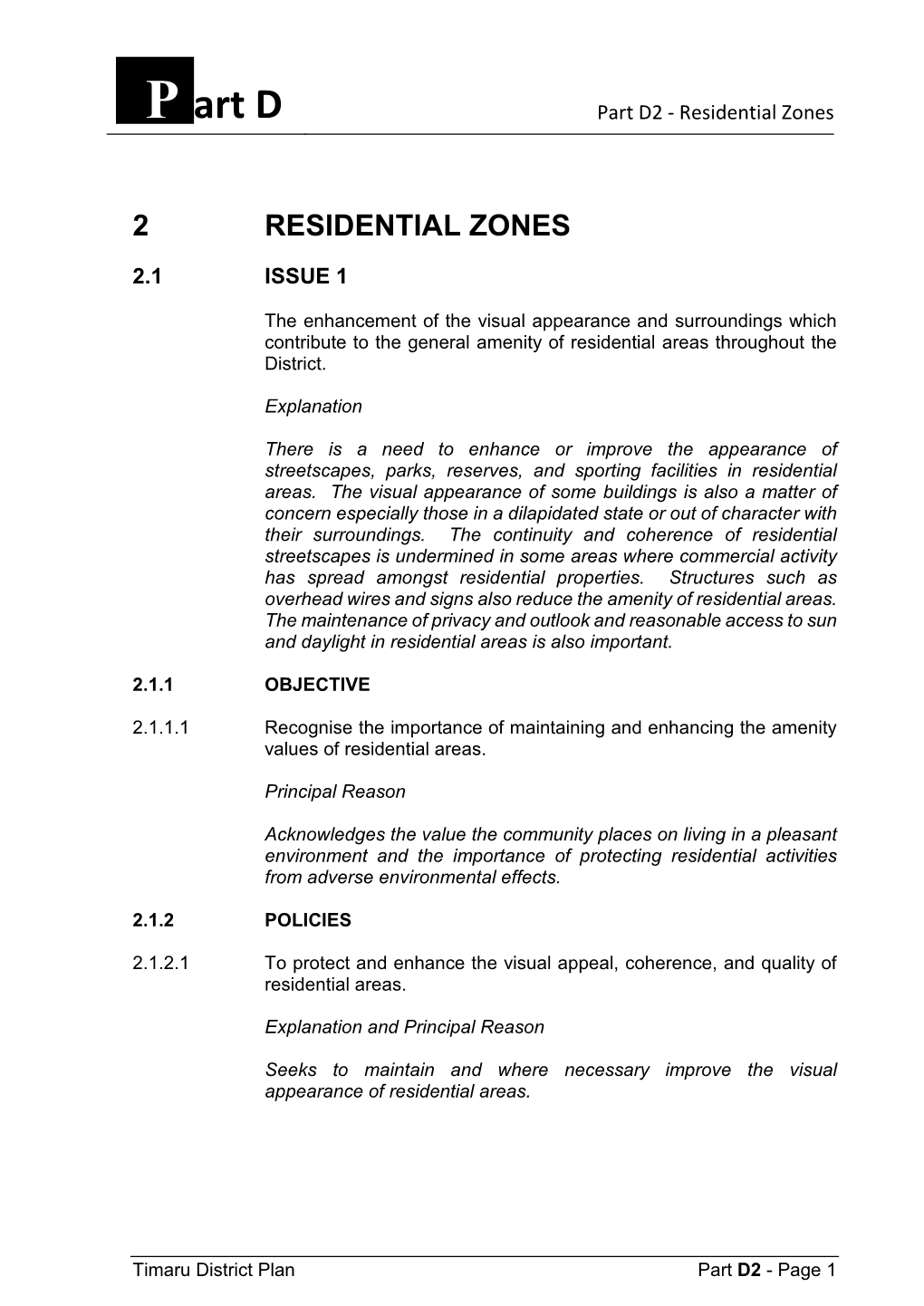 DP Part D (2) Residential Zones