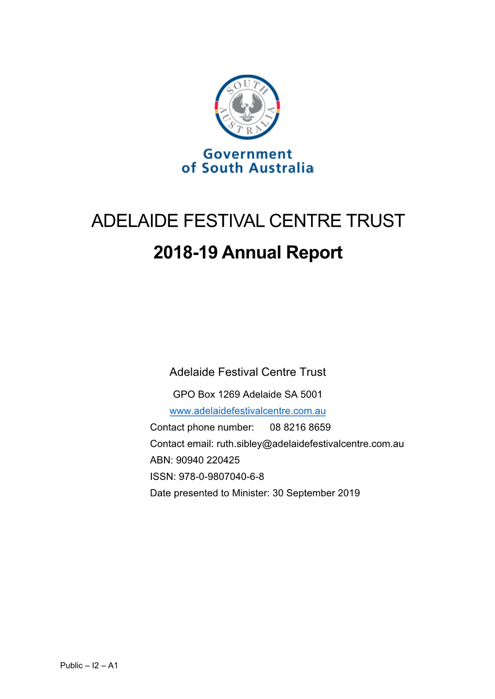 ADELAIDE FESTIVAL CENTRE TRUST 2018-19 Annual Report