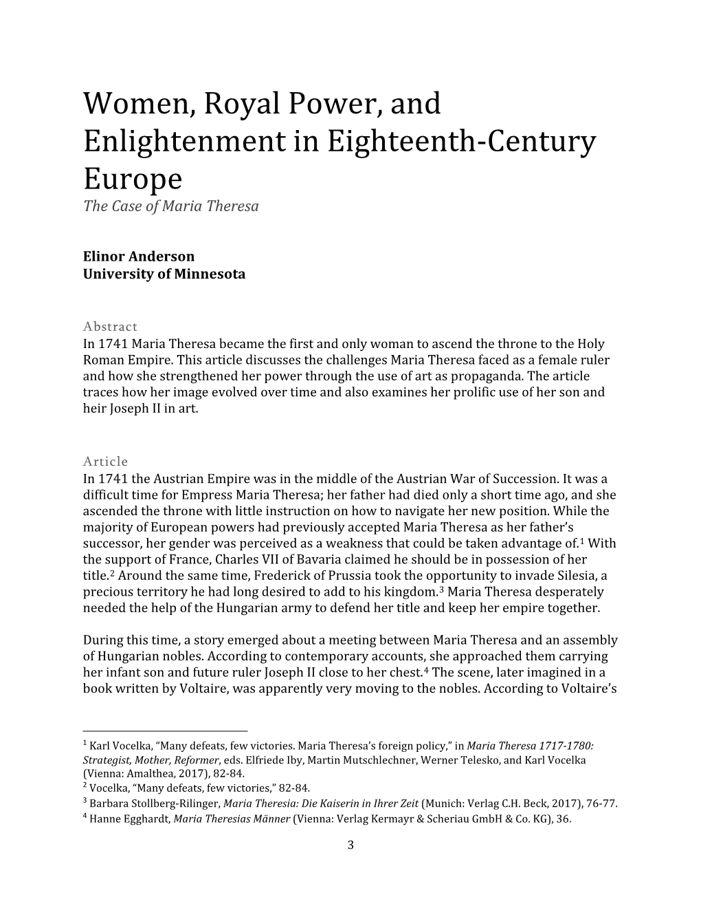 Women, Royal Power, and Enlightenment in Eighteenth-Century Europe the Case of Maria Theresa