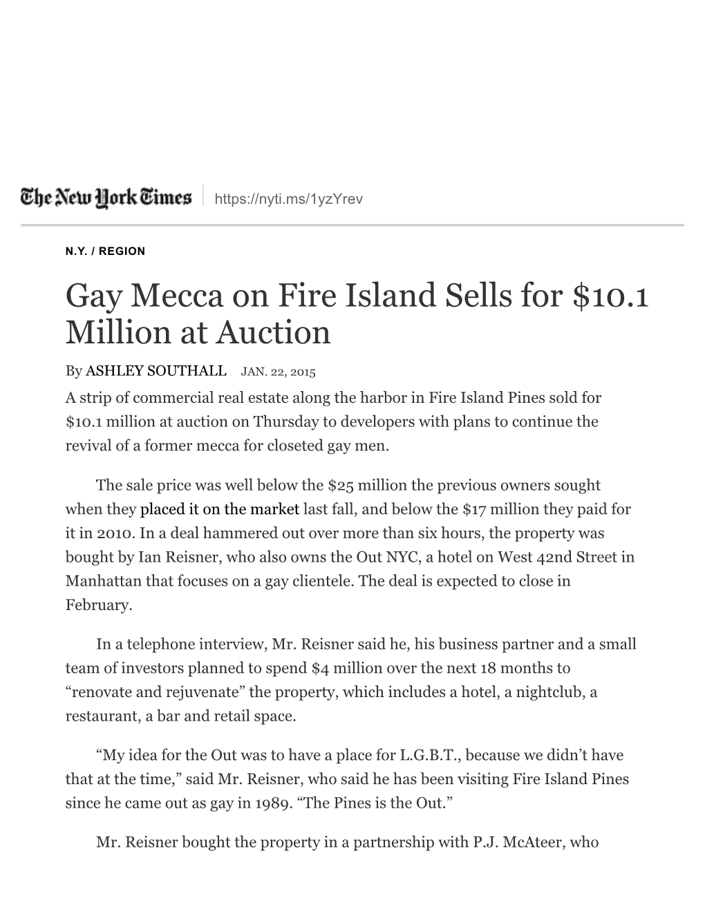 Gay Mecca on Fire Island Sells for $10.1 Million at Auction