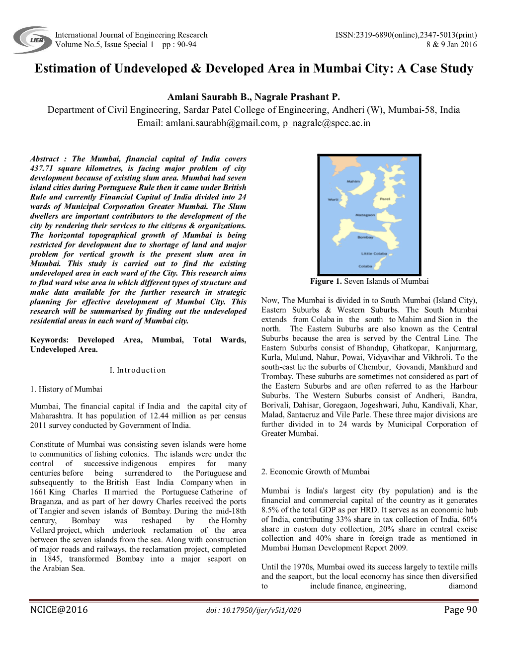 Estimation of Undeveloped & Developed Area in Mumbai City: A