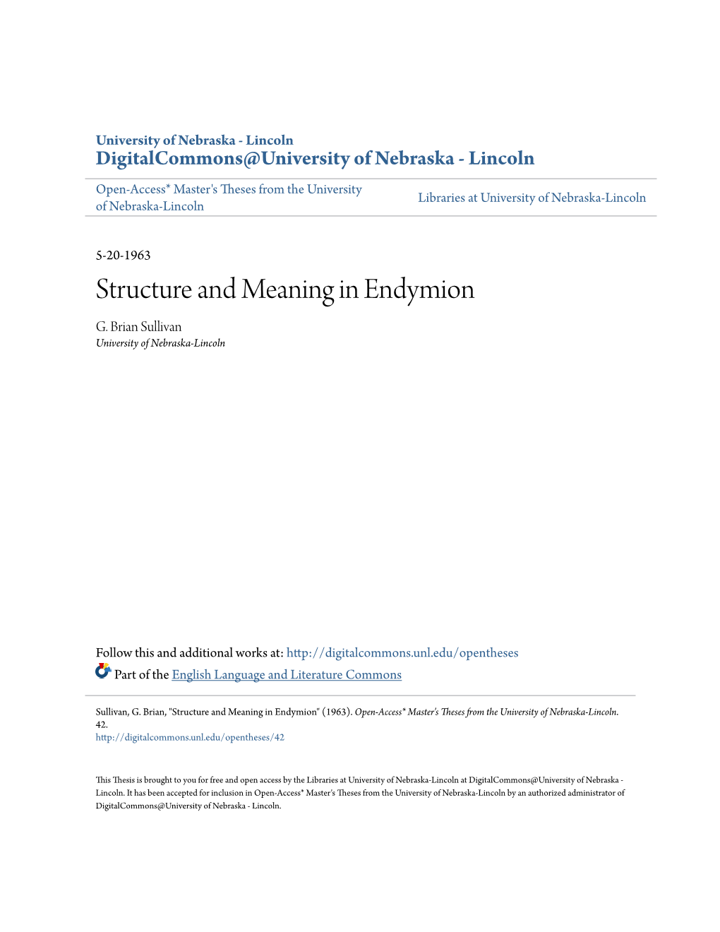 Structure and Meaning in Endymion G