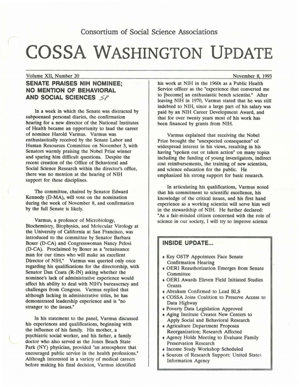 Cossa Washington Update
