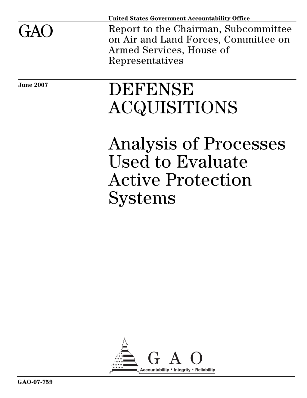 GAO-07-759 Defense Acquisitions