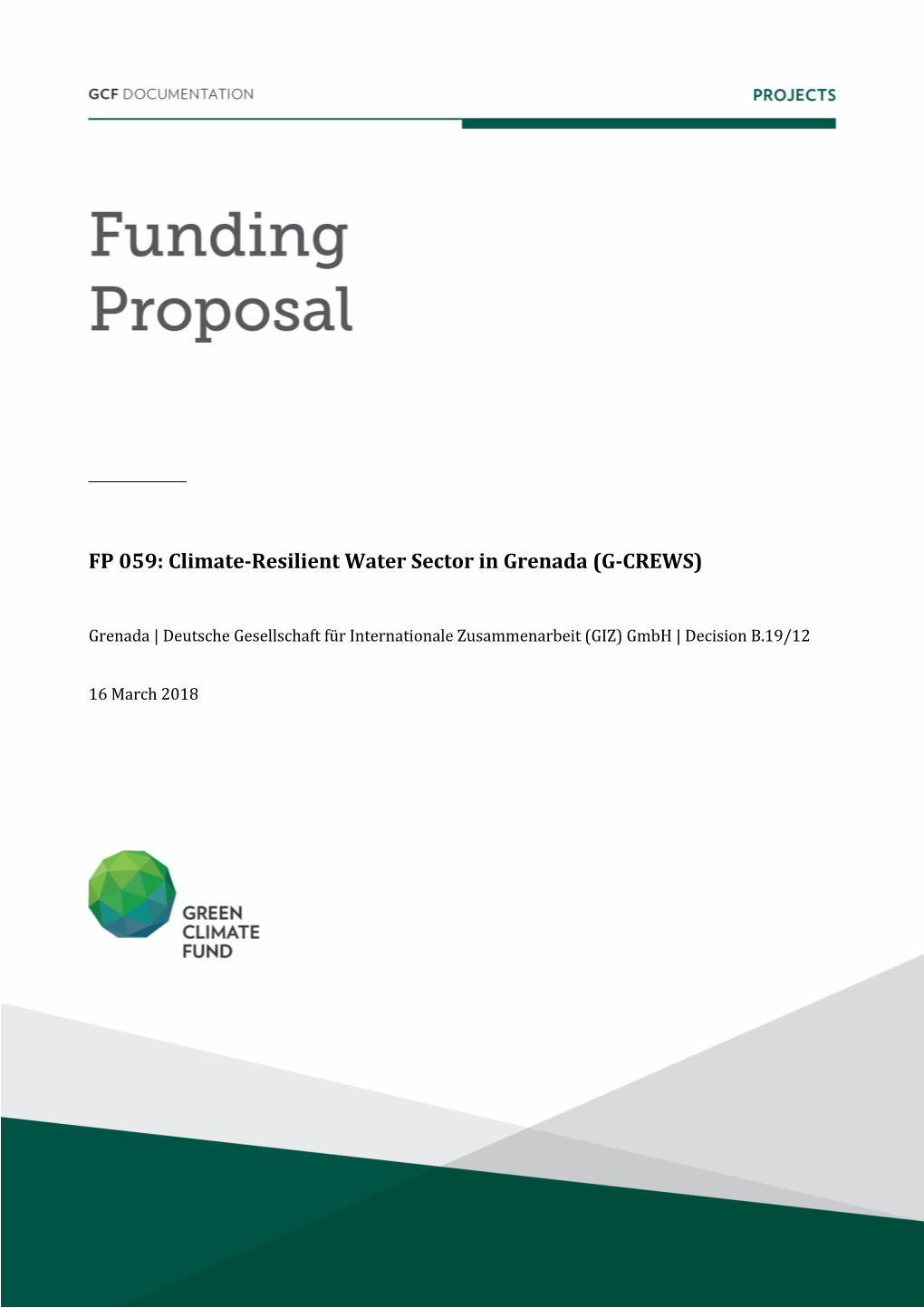 FP 059: Climate-Resilient Water Sector in Grenada (G-CREWS)