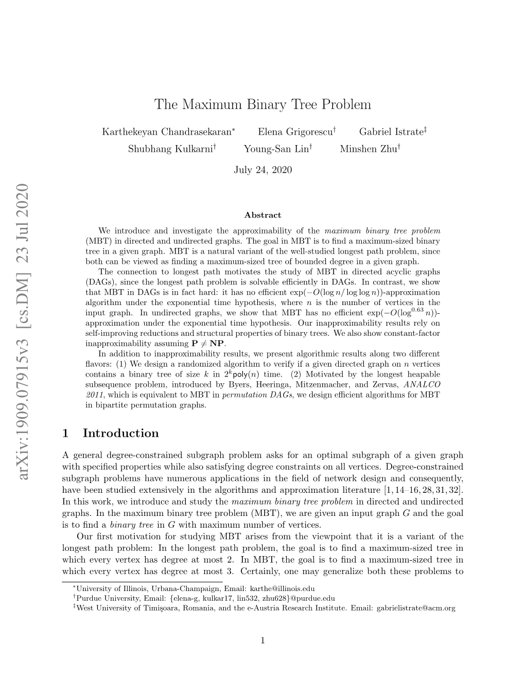 The Maximum Binary Tree Problem
