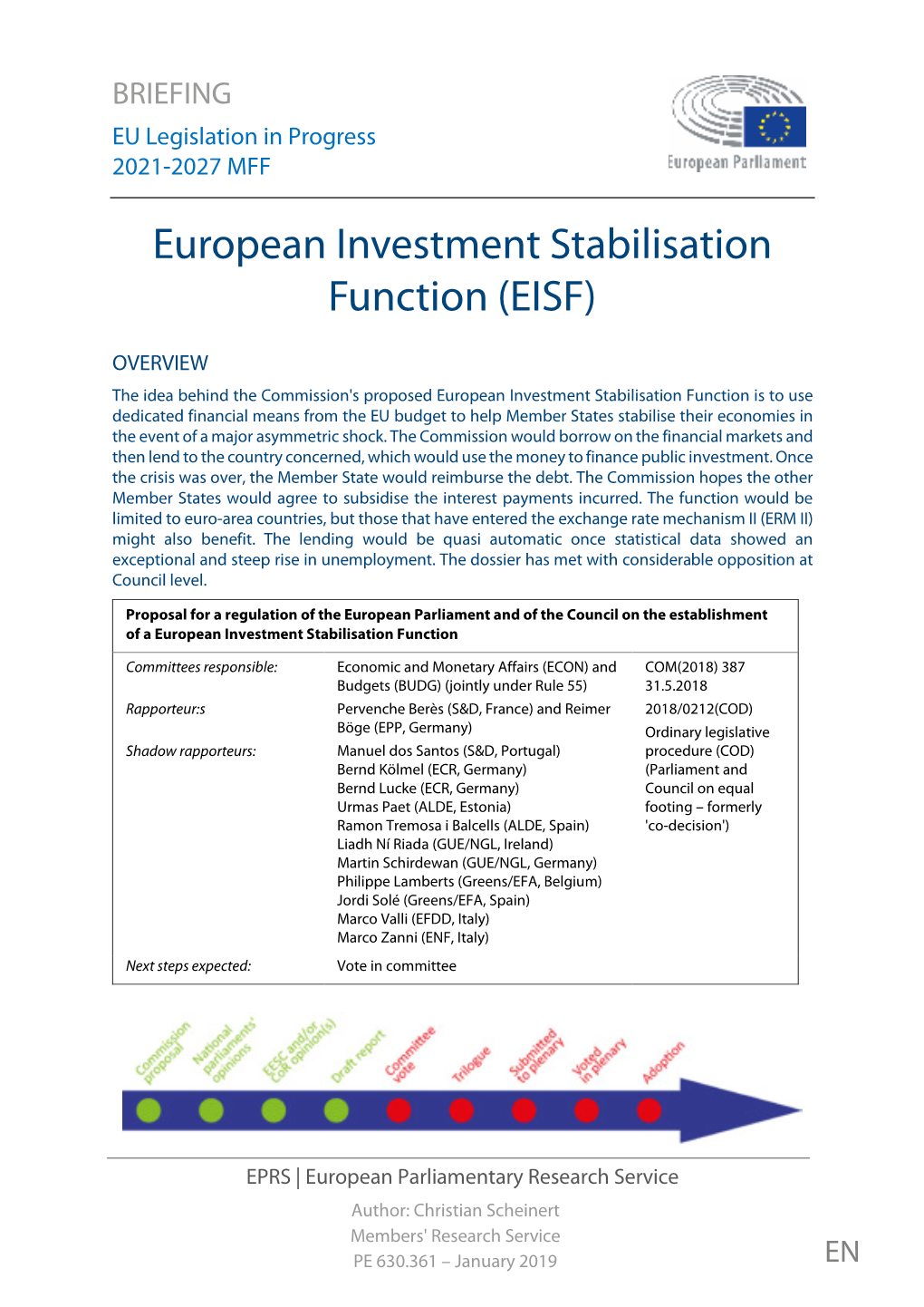 European Investment Stabilisation Function (EISF)