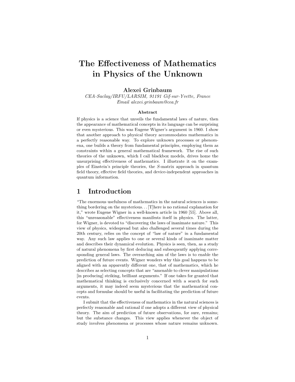 The Effectiveness of Mathematics in Physics of the Unknown