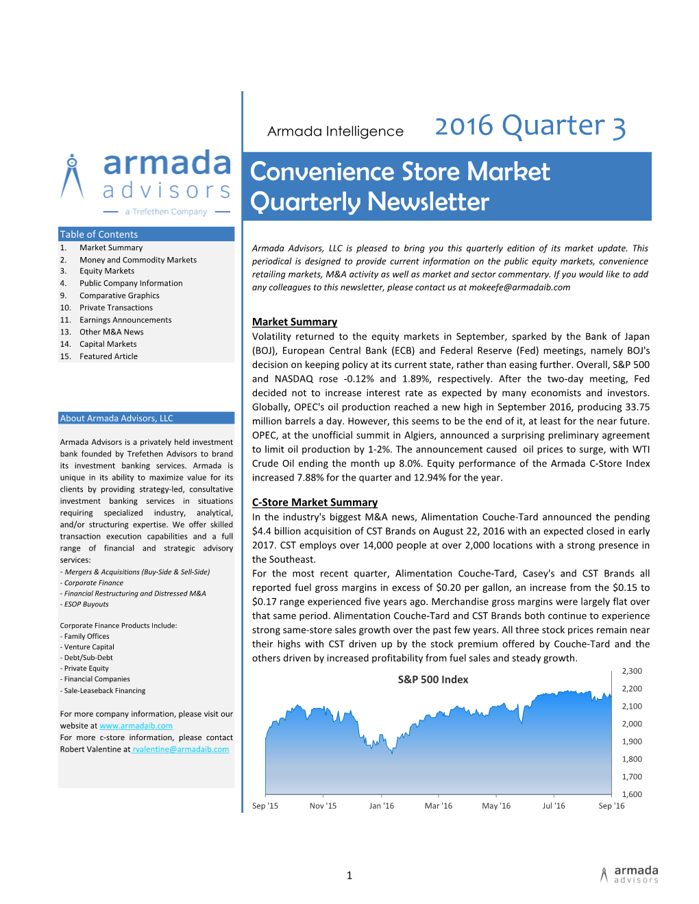 2016 Quarter 3 Convenience Store Market Quarterly Newsletter