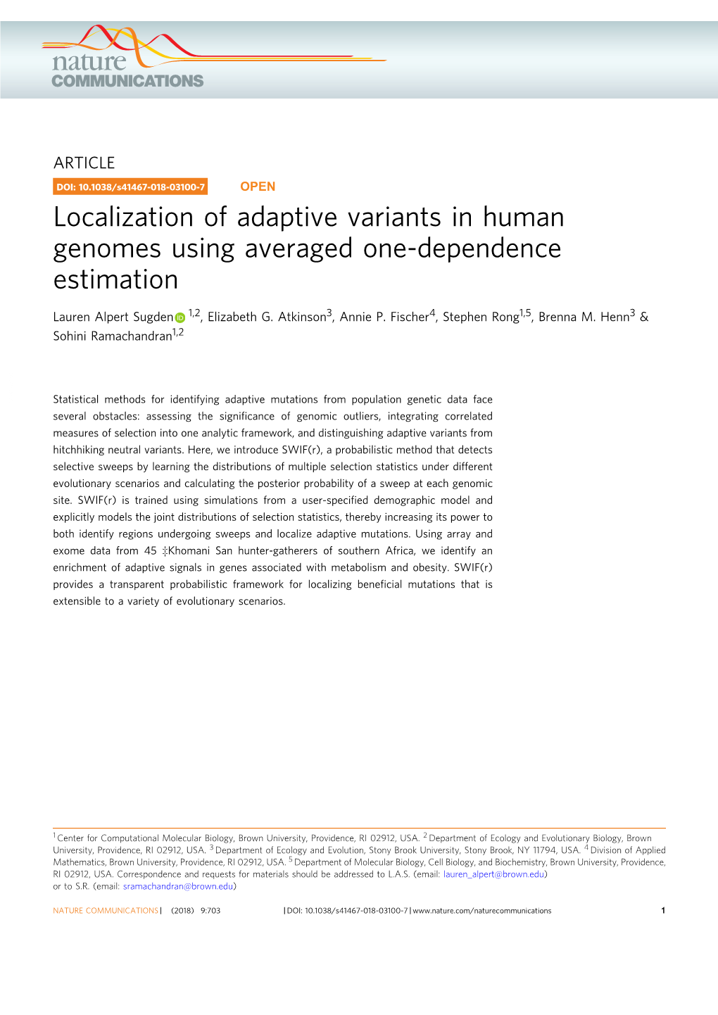 Localization of Adaptive Variants in Human Genomes Using Averaged One-Dependence Estimation