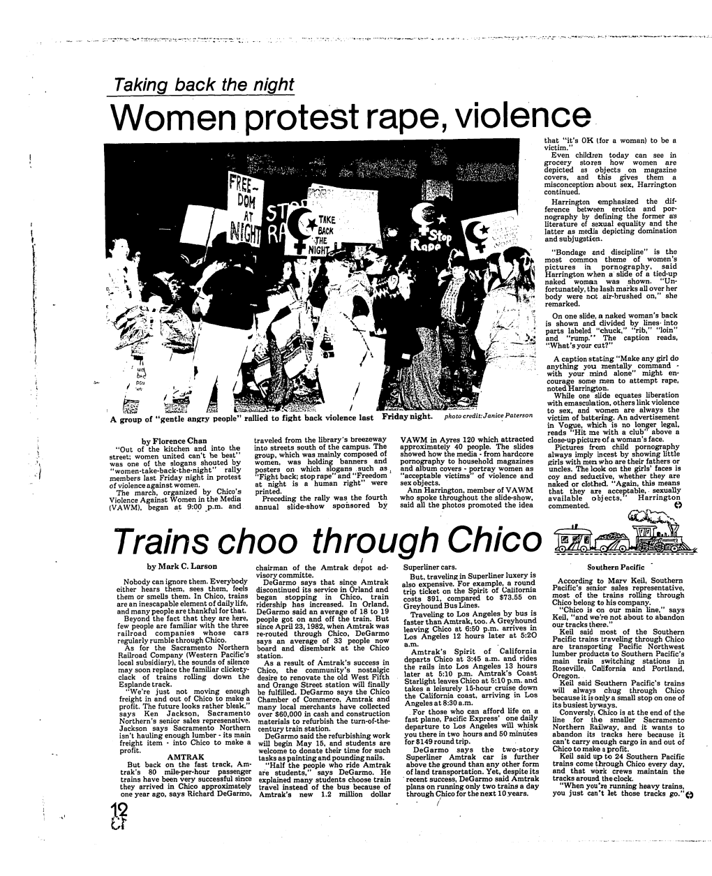 Women Protest Rape, Violence Trains Choo Through Chico