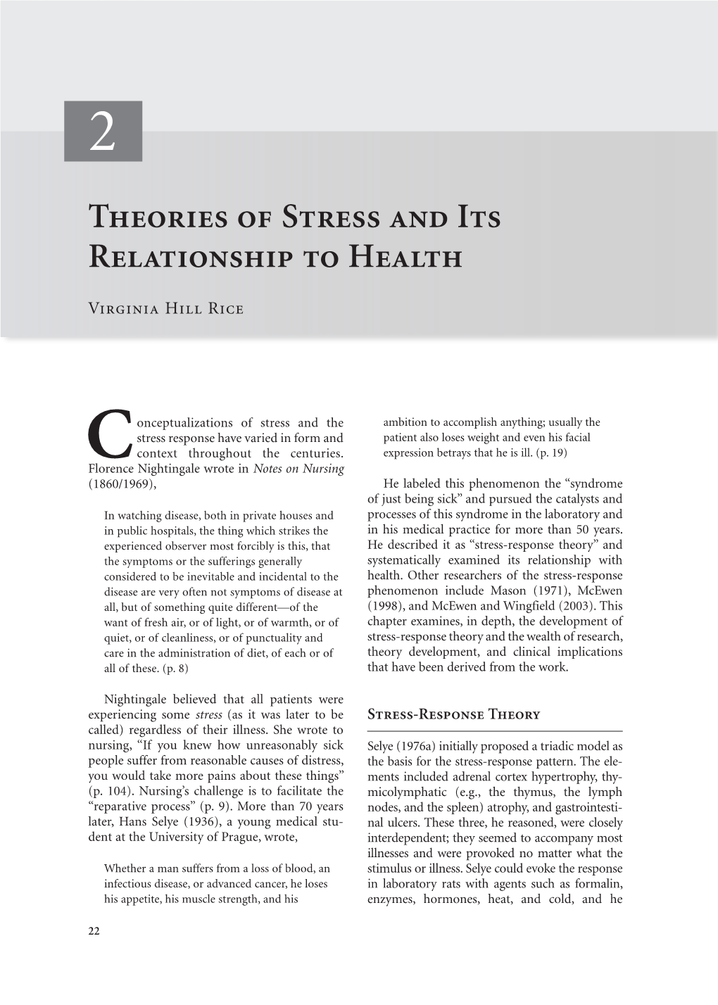 Chapter 2: Theories of Stress and Its Relationship to Health