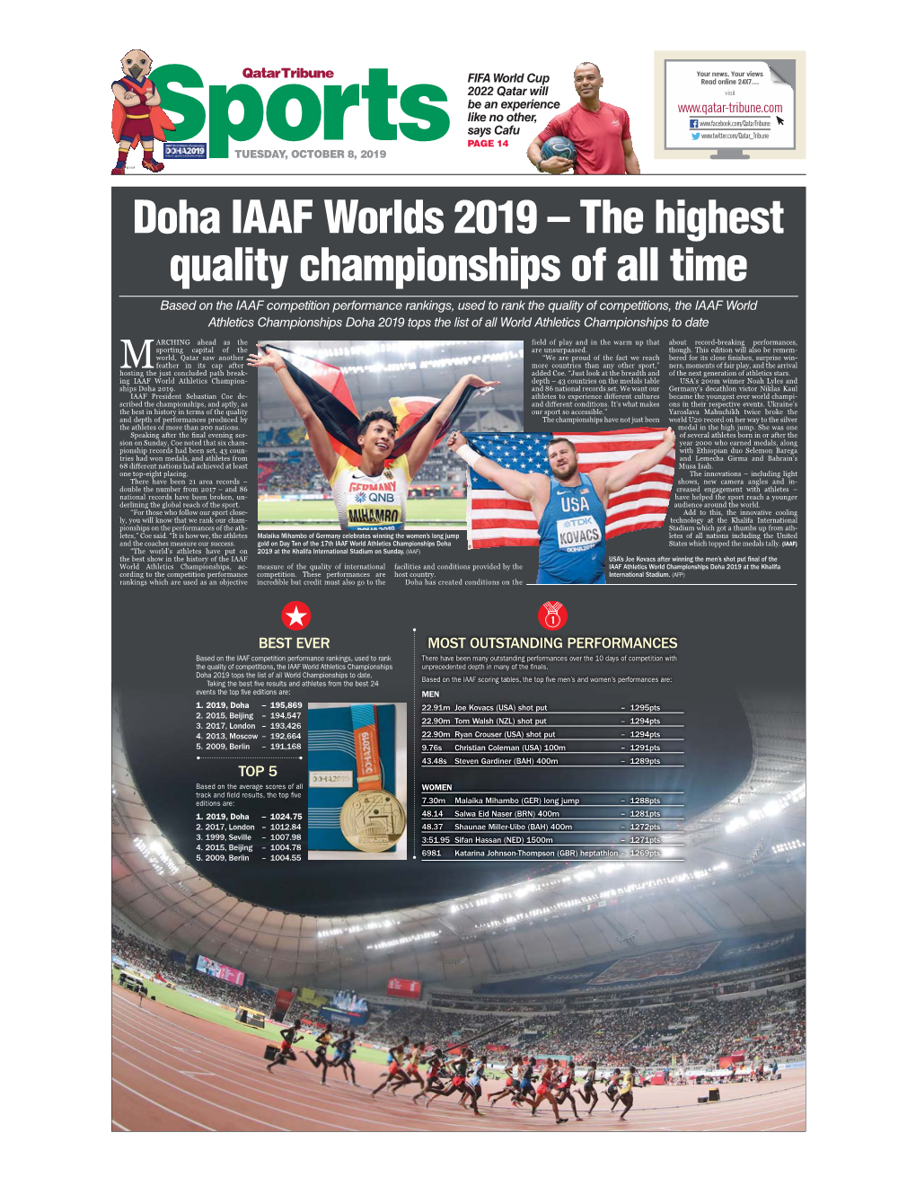 Doha IAAF Worlds 2019 – the Highest Quality Championships of All Time