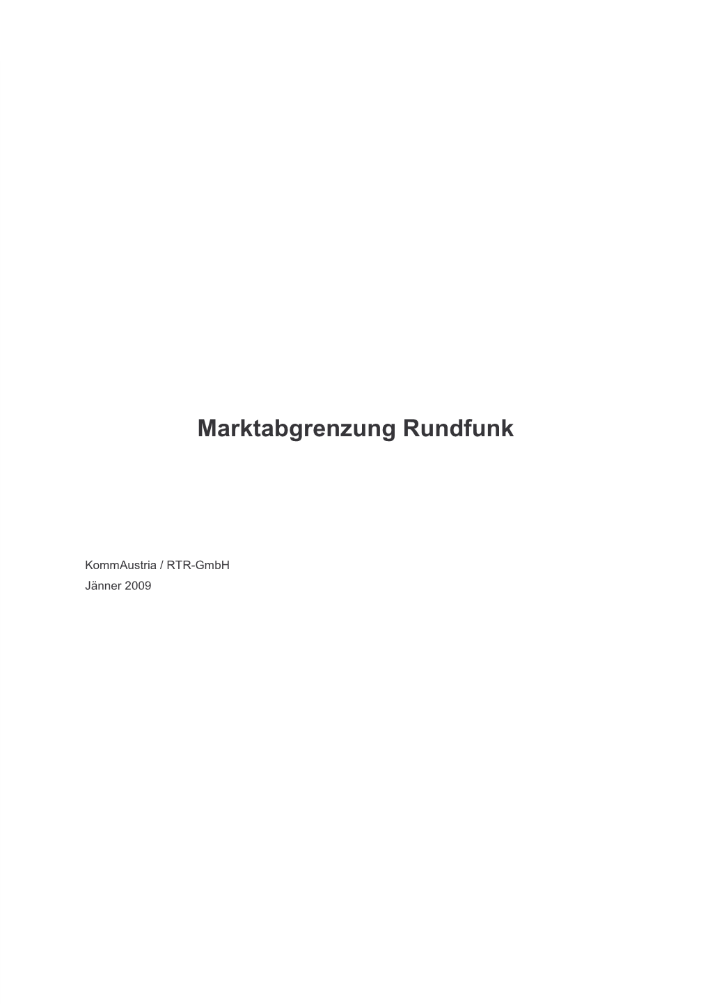 Marktabgrenzung Rundfunk