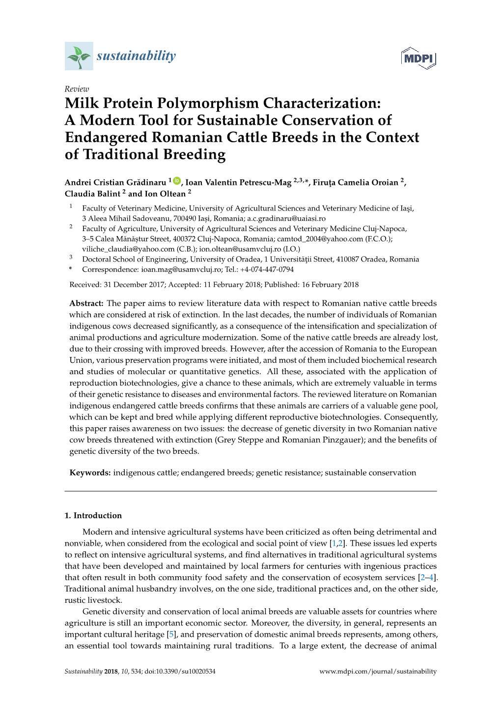 Milk Protein Polymorphism Characterization: a Modern Tool for Sustainable Conservation of Endangered Romanian Cattle Breeds in the Context of Traditional Breeding