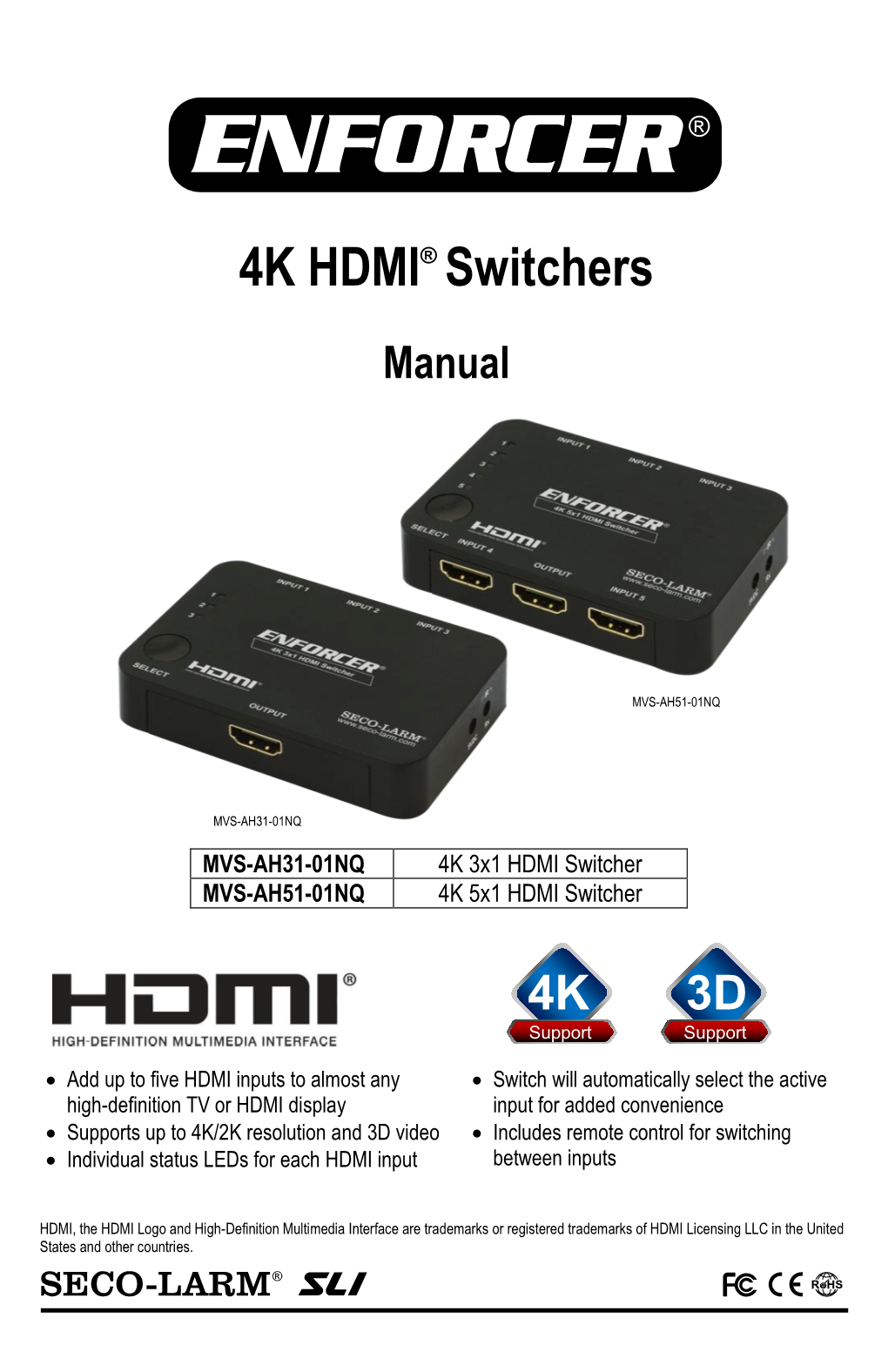 4K HDMI® Switchers Manual