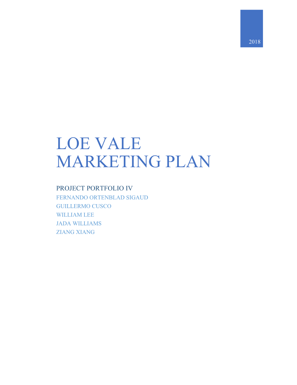 Loe Vale Marketing Plan