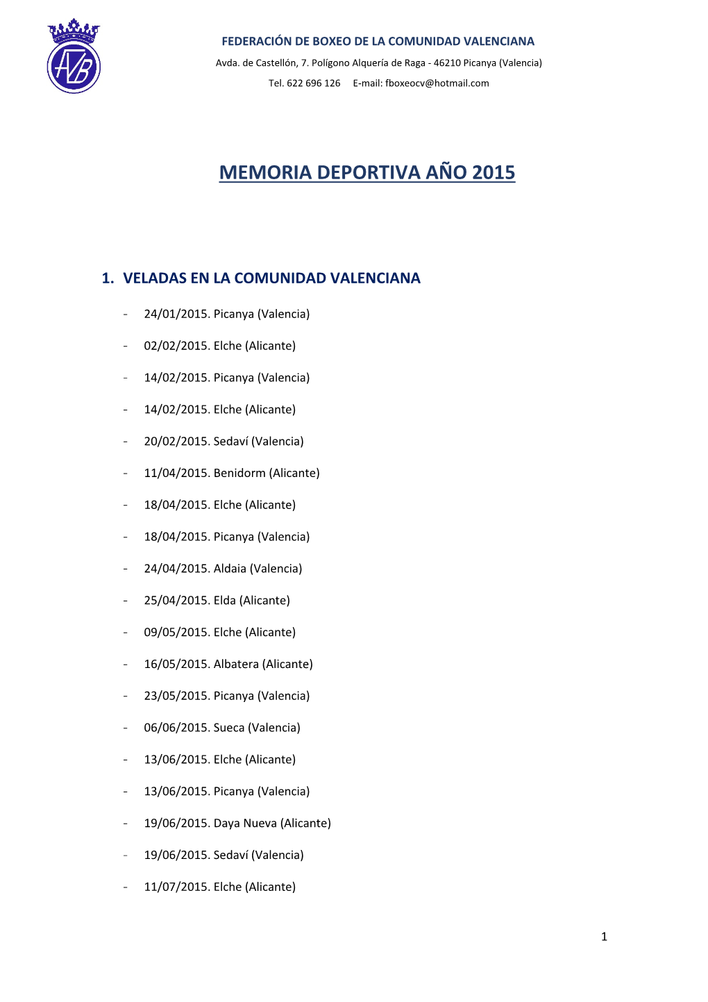 Memoria Deportiva Año 2015