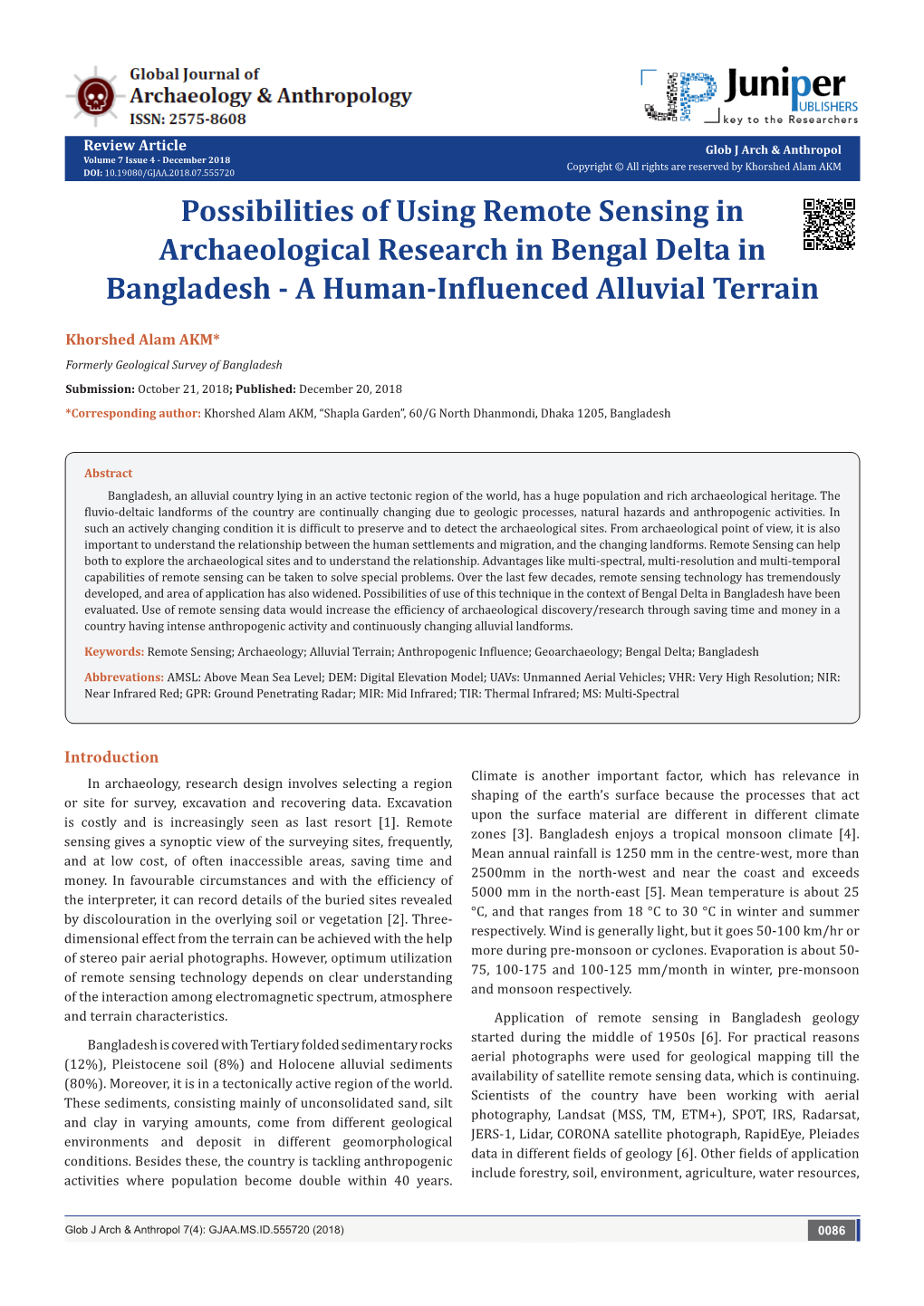 Possibilities of Using Remote Sensing in Archaeological Research in Bengal Delta in Bangladesh - a Human-Influenced Alluvial Terrain