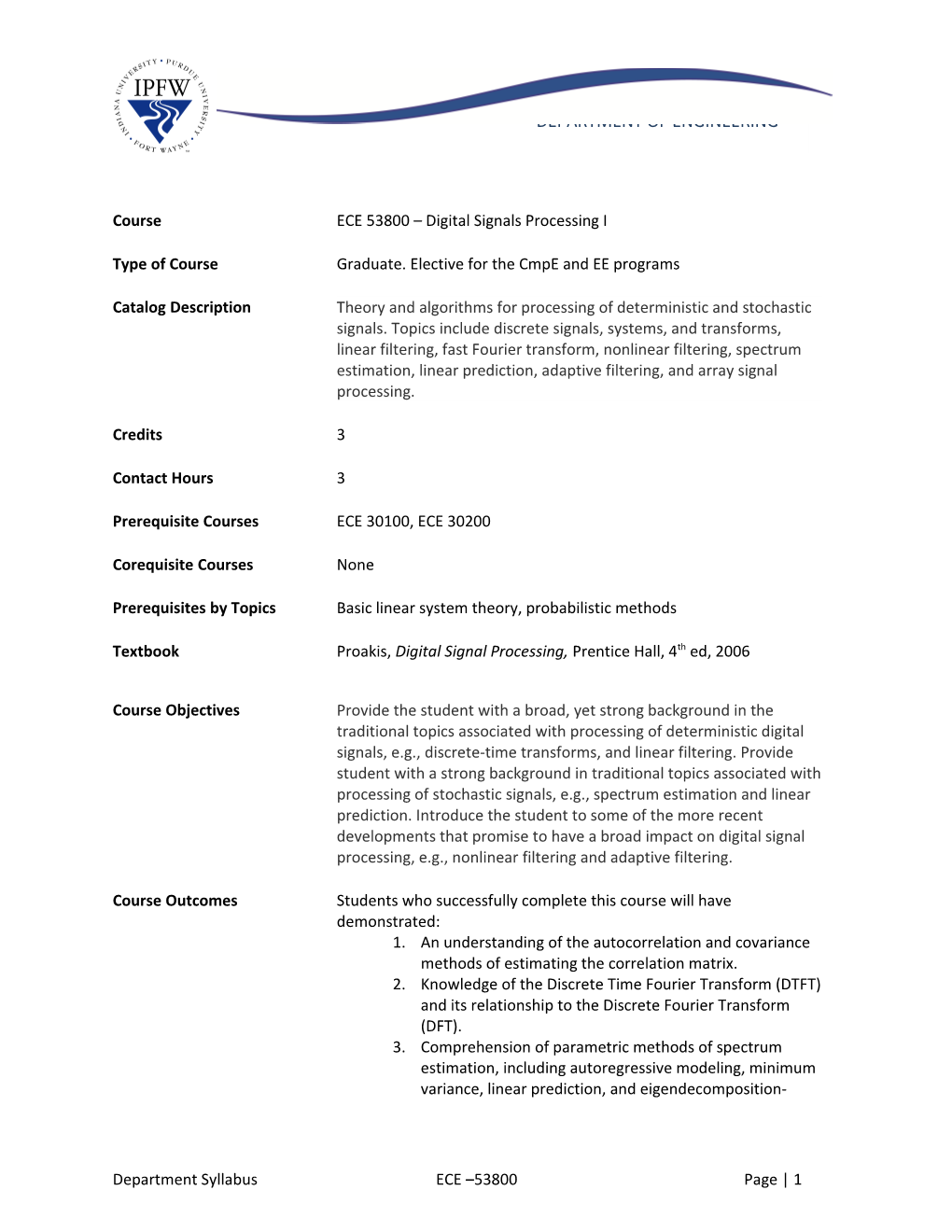 Department Syllabus ECE 53800 Page 3