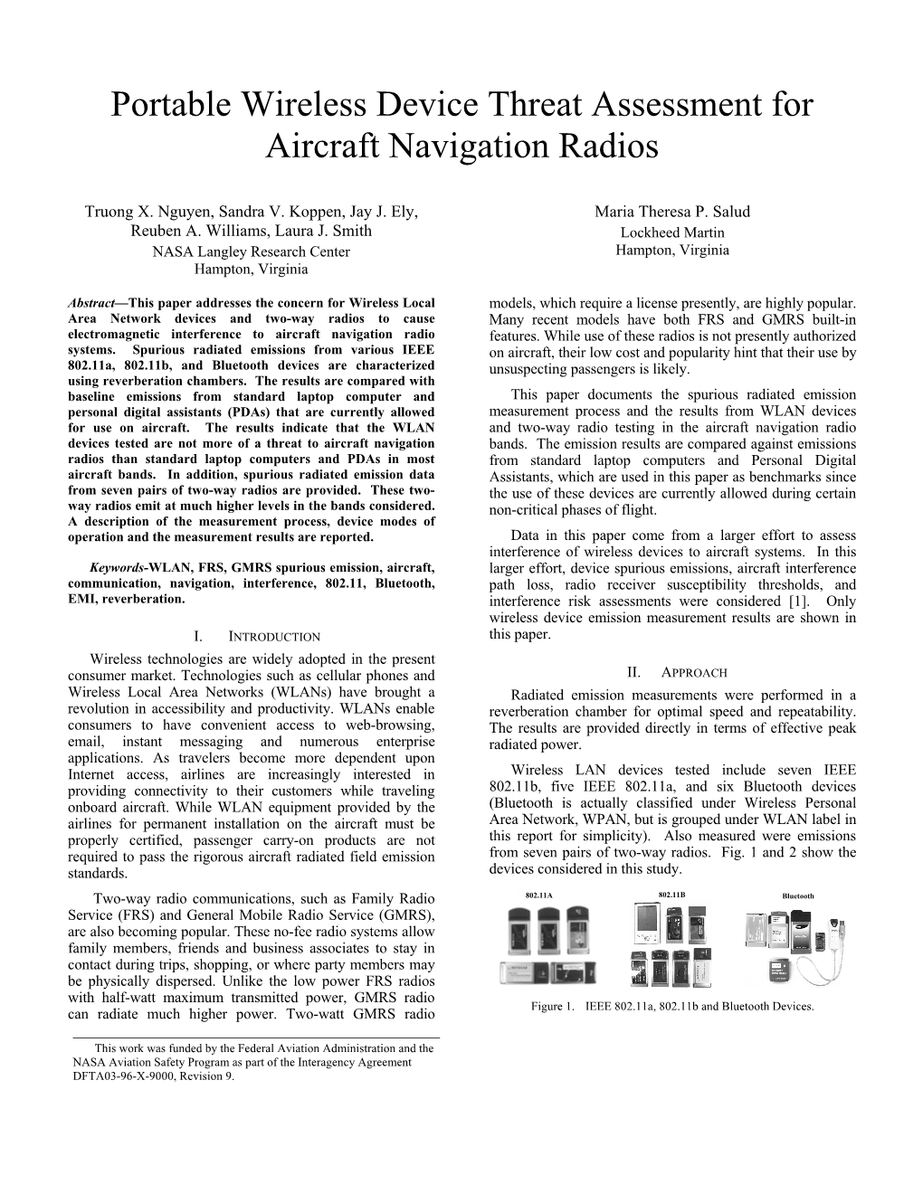 Portable Wireless Device Threat Assessment for Aircraft Navigation Radios