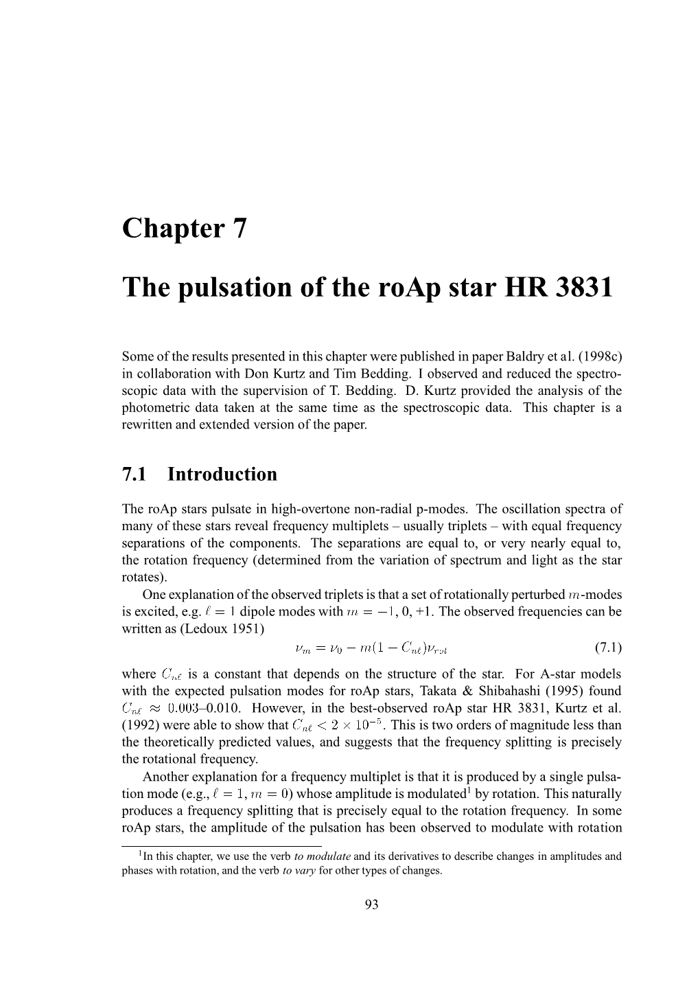 Chapter 7 the Pulsation of the Roap Star HR 3831