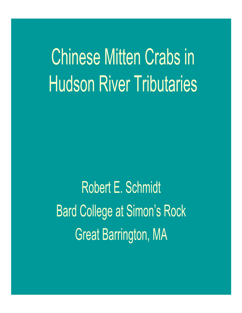 Chinese Mitten Crabs in Hudson River Tributaries